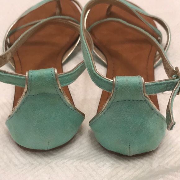 Sea Green suede strappy sandals - Picture 3 of 4